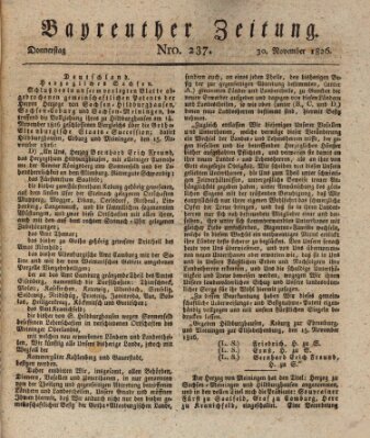 Bayreuther Zeitung Donnerstag 30. November 1826