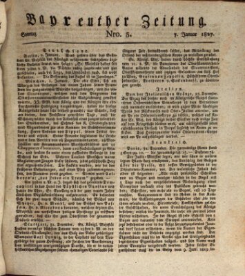 Bayreuther Zeitung Sonntag 7. Januar 1827