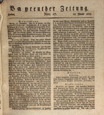 Bayreuther Zeitung Dienstag 23. Januar 1827