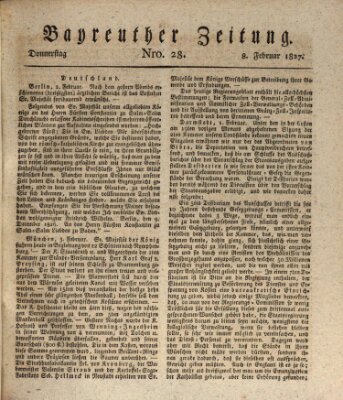 Bayreuther Zeitung Donnerstag 8. Februar 1827