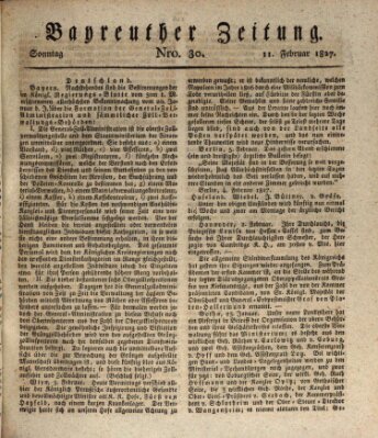 Bayreuther Zeitung Sonntag 11. Februar 1827