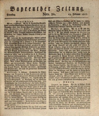 Bayreuther Zeitung Dienstag 13. Februar 1827