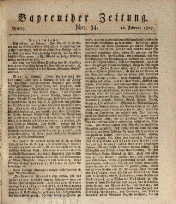 Bayreuther Zeitung Freitag 16. Februar 1827