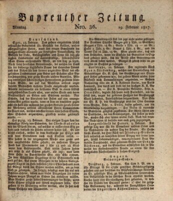 Bayreuther Zeitung Montag 19. Februar 1827