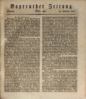 Bayreuther Zeitung Sonntag 25. Februar 1827