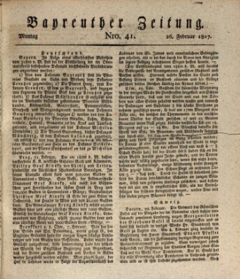 Bayreuther Zeitung Montag 26. Februar 1827