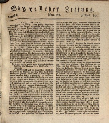 Bayreuther Zeitung Dienstag 3. April 1827