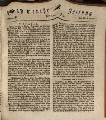 Bayreuther Zeitung Dienstag 10. April 1827