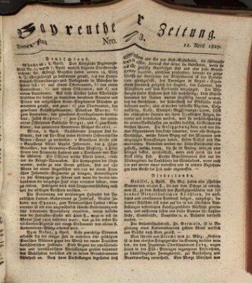 Bayreuther Zeitung Donnerstag 12. April 1827