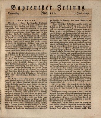 Bayreuther Zeitung Donnerstag 7. Juni 1827