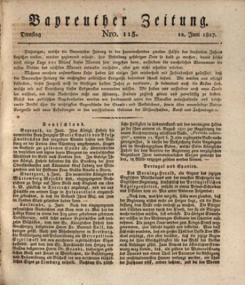 Bayreuther Zeitung Dienstag 12. Juni 1827