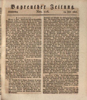 Bayreuther Zeitung Donnerstag 14. Juni 1827