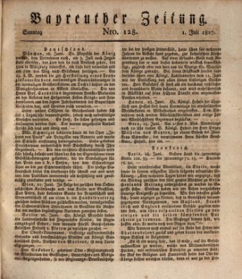 Bayreuther Zeitung Sonntag 1. Juli 1827