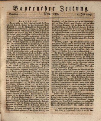 Bayreuther Zeitung Dienstag 10. Juli 1827