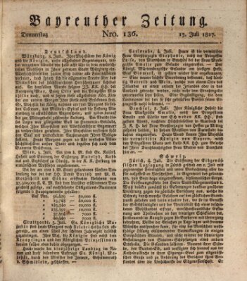 Bayreuther Zeitung Freitag 13. Juli 1827