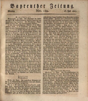 Bayreuther Zeitung Montag 16. Juli 1827