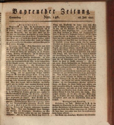 Bayreuther Zeitung Donnerstag 26. Juli 1827