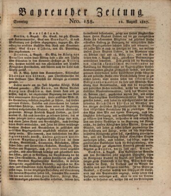 Bayreuther Zeitung Sonntag 12. August 1827