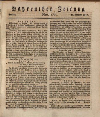 Bayreuther Zeitung Freitag 31. August 1827