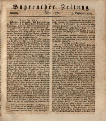 Bayreuther Zeitung Sonntag 9. September 1827