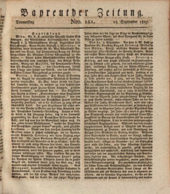 Bayreuther Zeitung Donnerstag 13. September 1827