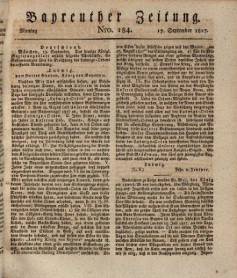 Bayreuther Zeitung Montag 17. September 1827