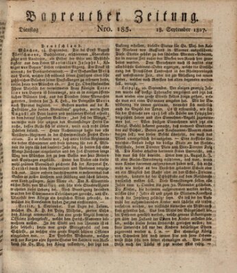 Bayreuther Zeitung Dienstag 18. September 1827