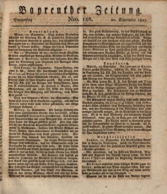 Bayreuther Zeitung Donnerstag 20. September 1827