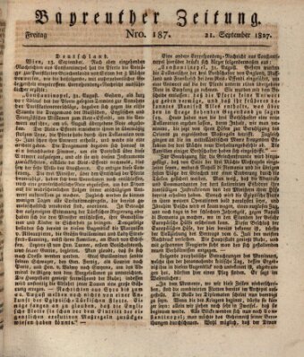 Bayreuther Zeitung Freitag 21. September 1827