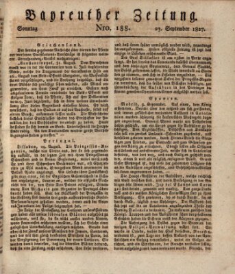 Bayreuther Zeitung Sonntag 23. September 1827