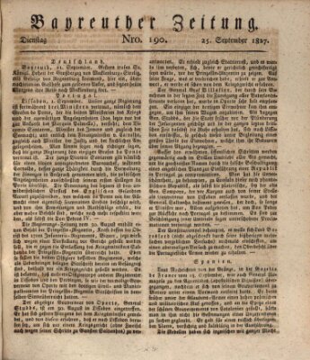 Bayreuther Zeitung Dienstag 25. September 1827