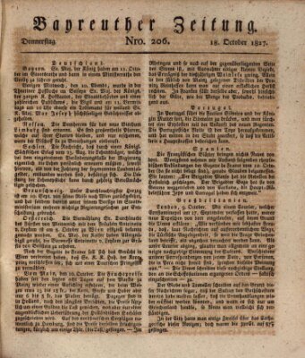 Bayreuther Zeitung Donnerstag 18. Oktober 1827