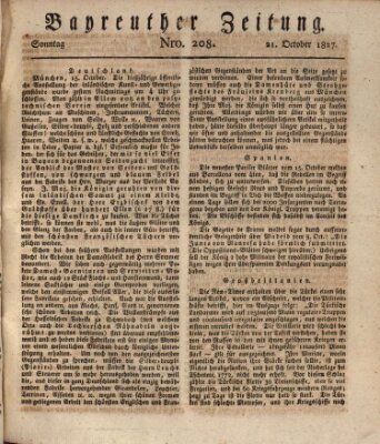 Bayreuther Zeitung Sonntag 21. Oktober 1827