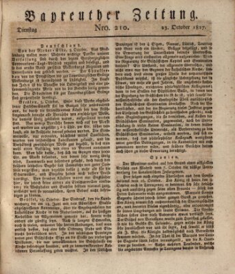 Bayreuther Zeitung Dienstag 23. Oktober 1827