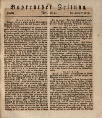 Bayreuther Zeitung Freitag 26. Oktober 1827