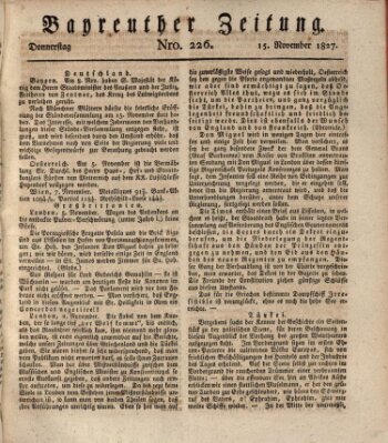 Bayreuther Zeitung Donnerstag 15. November 1827