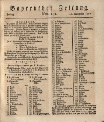 Bayreuther Zeitung Freitag 23. November 1827