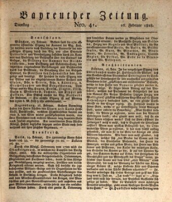 Bayreuther Zeitung Dienstag 26. Februar 1828