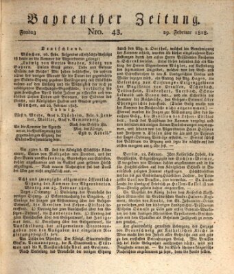 Bayreuther Zeitung Freitag 29. Februar 1828