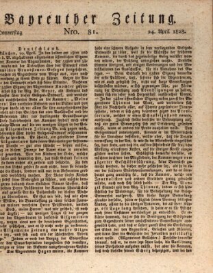 Bayreuther Zeitung Donnerstag 24. April 1828