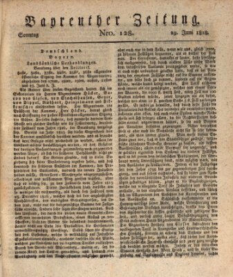 Bayreuther Zeitung Sonntag 29. Juni 1828