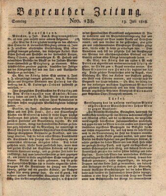 Bayreuther Zeitung Sonntag 13. Juli 1828