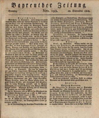 Bayreuther Zeitung Sonntag 28. September 1828