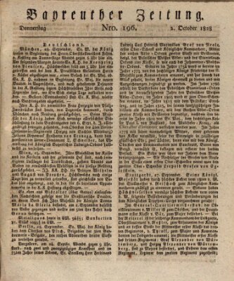 Bayreuther Zeitung Donnerstag 2. Oktober 1828