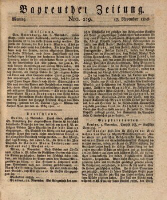 Bayreuther Zeitung Montag 17. November 1828