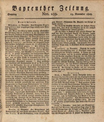 Bayreuther Zeitung Sonntag 23. November 1828