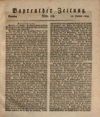 Bayreuther Zeitung Sonntag 18. Januar 1829