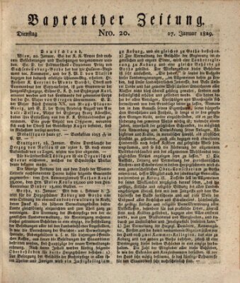 Bayreuther Zeitung Dienstag 27. Januar 1829