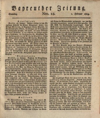 Bayreuther Zeitung Sonntag 1. Februar 1829