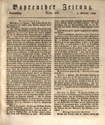 Bayreuther Zeitung Donnerstag 5. Februar 1829